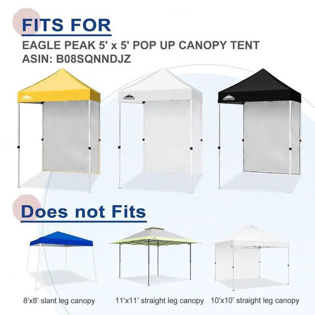 Alt view image 7 of 7 - Canopy Sidewall for 5x5 Pop Up Canopy Frame, Single Side Wall Panel Only (Fits 5x5 Straight Leg Frame, Canopy Top or Frame NOT Included), Yellow