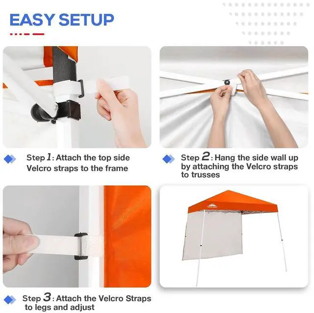 Alt view image 2 of 7 - Sunwall/Sidewall for 10x10 Slant Leg Canopy Only, 1 Sidewall, Orange