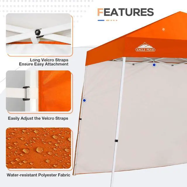 Alt view image 3 of 7 - Sunwall/Sidewall for 10x10 Slant Leg Canopy Only, 1 Sidewall, Orange