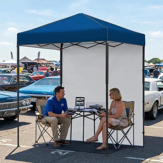 Alt view image 5 of 7 - 6x4 Instant Pop Up Canopy Tent with 1 Side Wall Panel, Straight Leg Sun Shelter, Portable Canopy with Carry Bag for Camping, Beach & Sports, Dark Blue