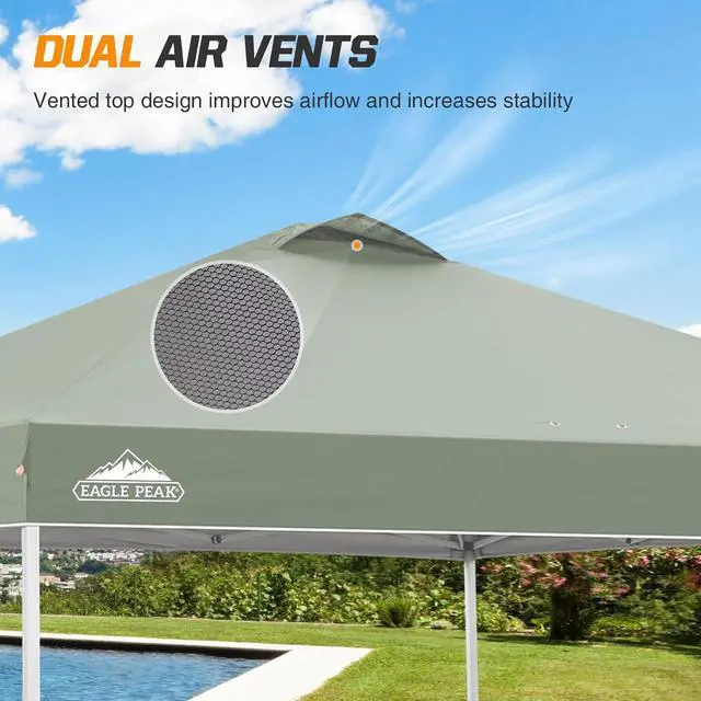 Alt view image 6 of 7 - Replacement Canopy Top for Eagle Peak 10x10 Straight Leg Pop Up Canopy Frame Only, Canopy Cover with Air Vent, UPF 50+, Frame NOT Included, Sage Green
