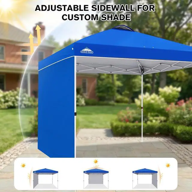 Alt view image 7 of 7 - Commercial Canopy 10x10 Pop Up Canopy Tent with 1 Sidewall, Easy Setup Heavy Duty Instant Event Shelter for Vendors & Markets, Outdoor Sun Shade, Blue