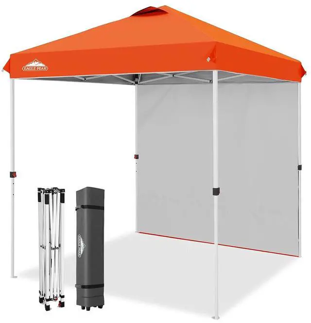 Main image of Commercial Canopy 6.6x6.6 Pop Up Canopy Tent with 1 Sidewall, Easy Setup Heavy Duty Instant Event Shelter for Vendors & Markets, Outdoor Sun Shade, Orange