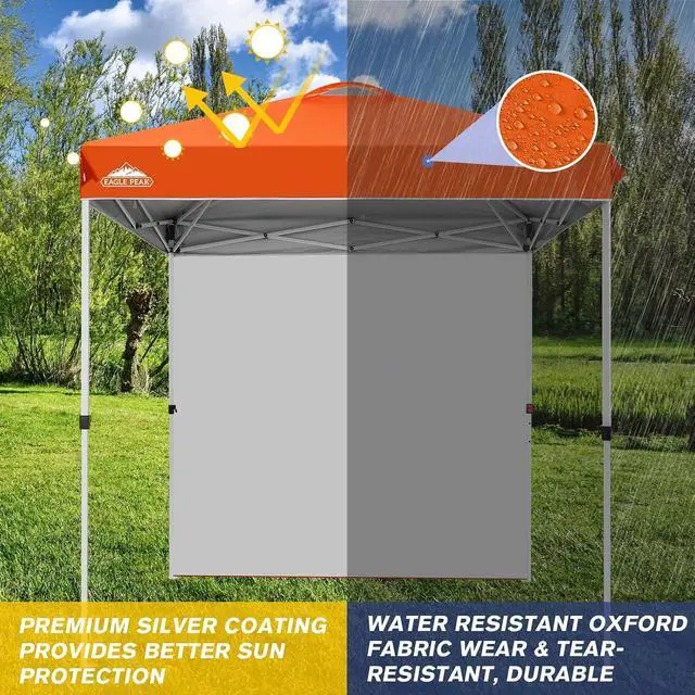 Alt view image 2 of 7 - Commercial Canopy 6.6x6.6 Pop Up Canopy Tent with 1 Sidewall, Easy Setup Heavy Duty Instant Event Shelter for Vendors & Markets, Outdoor Sun Shade, Orange