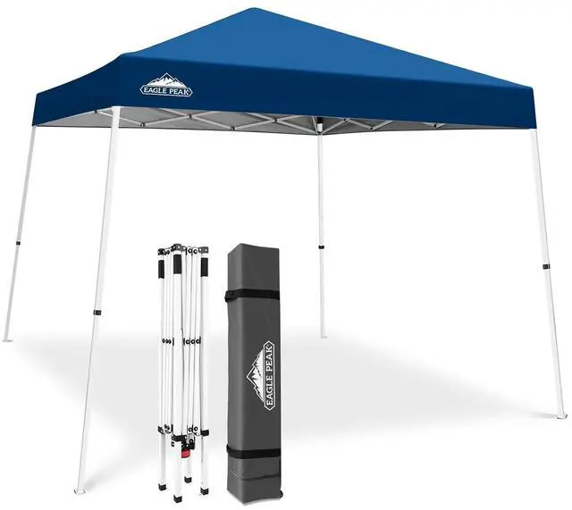 Main image of 10x10 Slant Leg Pop-up Canopy Tent Easy One Person Setup Instant Outdoor Beach Canopy Folding Portable Sports Shelter 10x10 Base 8x8 Top (Dark Blue)