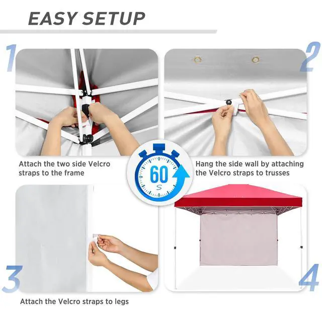 Alt view image 2 of 7 - Sunwall/Sidewall for 10x10 Straight Leg Canopy only, 1 Sidewall, Red