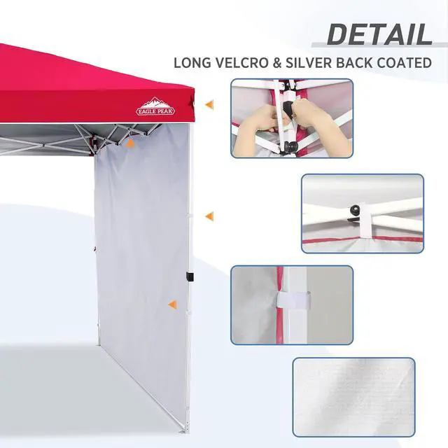 Alt view image 4 of 7 - Sunwall/Sidewall for 10x10 Straight Leg Canopy only, 1 Sidewall, Red