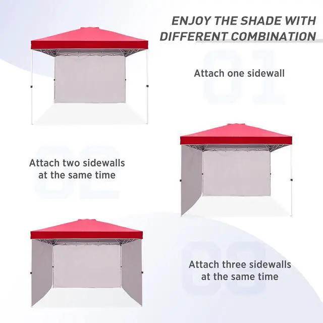 Alt view image 7 of 7 - Sunwall/Sidewall for 10x10 Straight Leg Canopy only, 1 Sidewall, Red