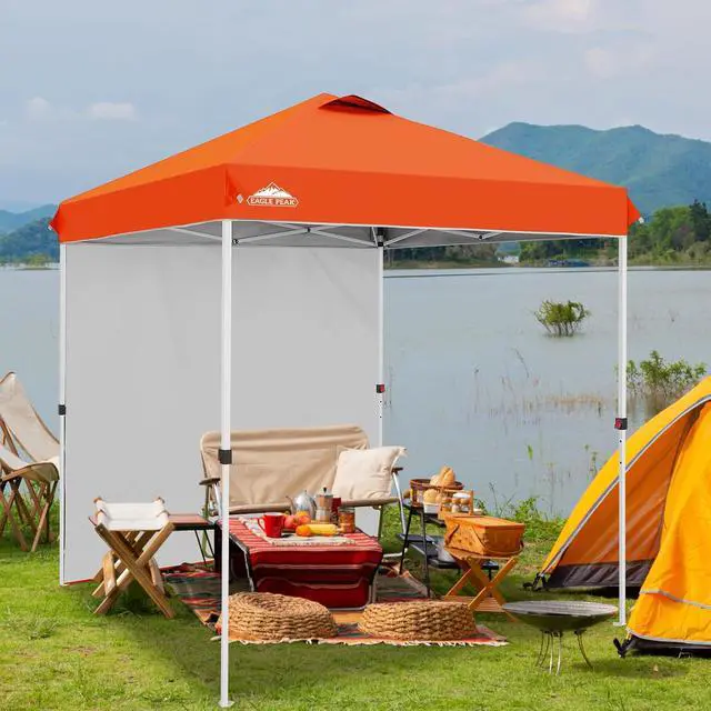 Alt view image 5 of 7 - Commercial Canopy 6.6x6.6 Pop Up Canopy Tent with 1 Sidewall, Easy Setup Heavy Duty Instant Event Shelter for Vendors & Markets, Outdoor Sun Shade, Orange