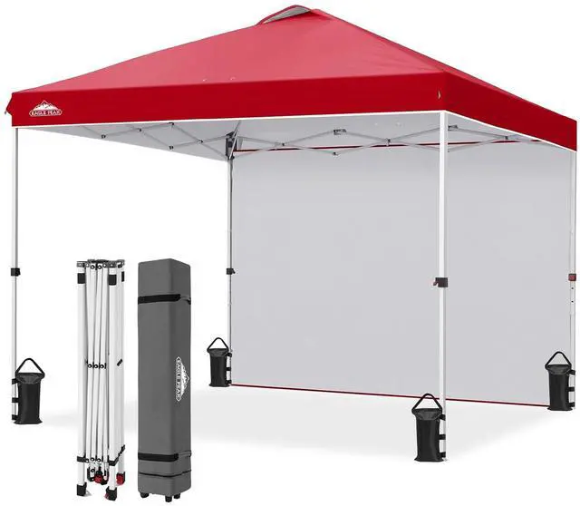 Main image of Commercial Canopy 10x10 Pop Up Canopy Tent with 1 Sidewall, Easy Setup Heavy Duty Instant Event Shelter for Vendors & Markets, Outdoor Sun Shade, Red