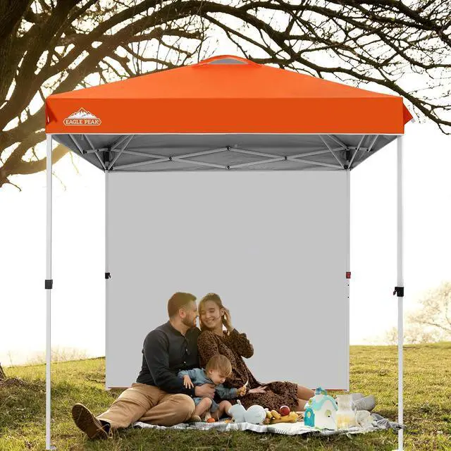 Alt view image 7 of 7 - Commercial Canopy 6.6x6.6 Pop Up Canopy Tent with 1 Sidewall, Easy Setup Heavy Duty Instant Event Shelter for Vendors & Markets, Outdoor Sun Shade, Orange