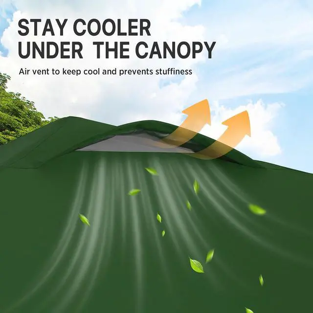 Alt view image 7 of 7 - Pop Up Canopy Tent with Wheeled Carry Bag, 8 Stakes, 4 Ropes, Easy Set Up Tent Canopy, 8x8 ft, Green