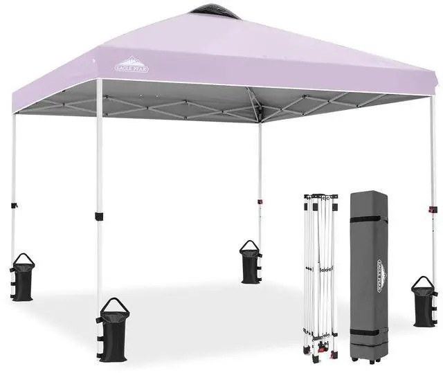 Main image of Pop Up Canopy Tent with Wheeled Carry Bag, 8 Stakes, 4 Ropes, 4 Weight Bags, Easy Set Up Tent Canopy, 10x10 ft, 100sqft of Shade, Lilac