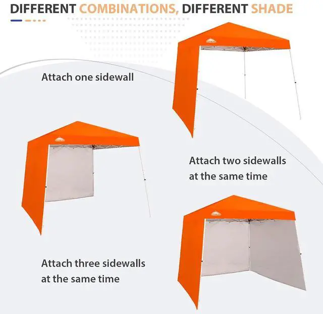 Alt view image 6 of 7 - Sunwall/Sidewall for 10x10 Slant Leg Canopy Only, 1 Sidewall, Orange