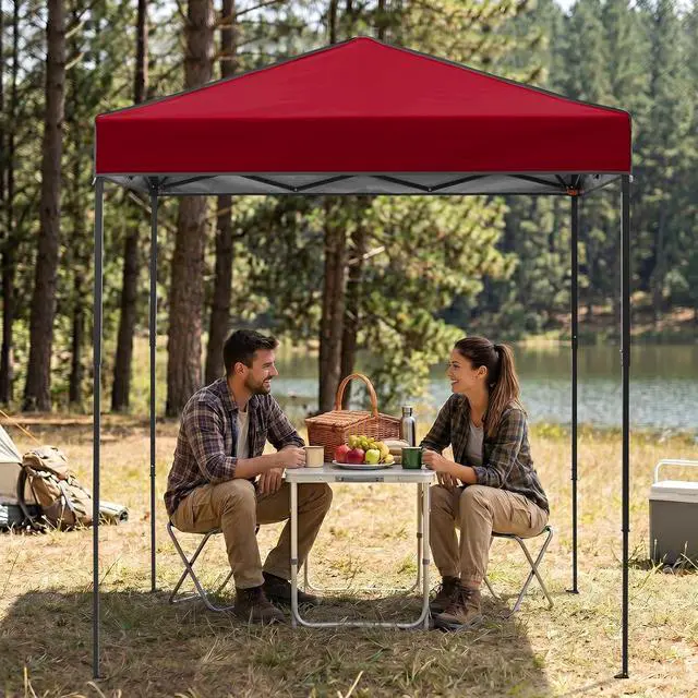 Alt view image 7 of 7 - 6x4 Instant Pop Up Canopy Tent, Straight Leg Sun Shelter, Portable Canopy with Carry Bag for Camping, Beach & Sports, Burgundy