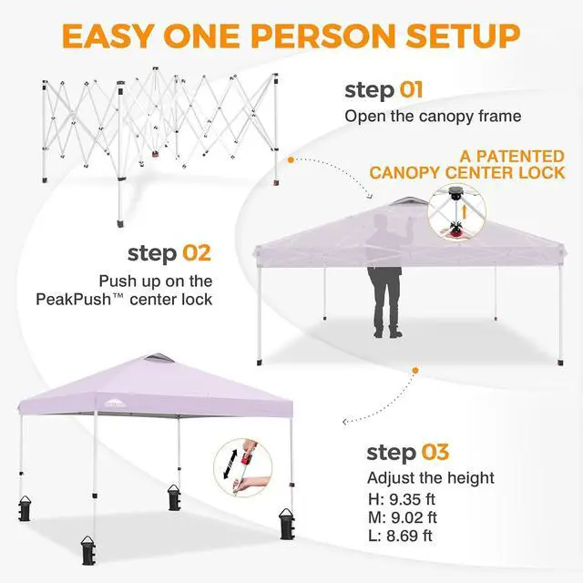 Alt view image 6 of 7 - Pop Up Canopy Tent with Wheeled Carry Bag, 8 Stakes, 4 Ropes, 4 Weight Bags, Easy Set Up Tent Canopy, 10x10 ft, 100sqft of Shade, Lilac