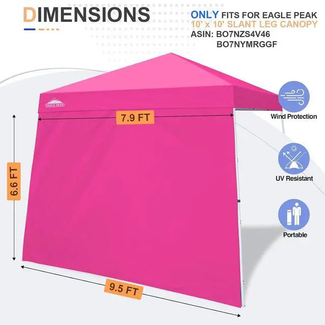 Alt view image 5 of 7 - Sunwall/Sidewall for 10x10 Slant Leg Canopy Only, 1 Sidewall, Pink