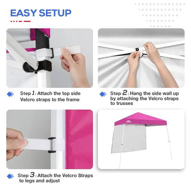 Alt view image 2 of 7 - Sunwall/Sidewall for 10x10 Slant Leg Canopy Only, 1 Sidewall, Pink