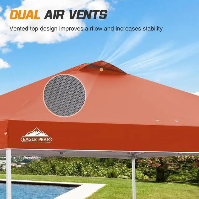Alt view image 7 of 7 - Replacement Canopy Top for Eagle Peak 10x10 Straight Leg Pop Up Canopy Frame Only, Canopy Cover with Air Vent, UPF 50+, Frame NOT Included, Brick Red