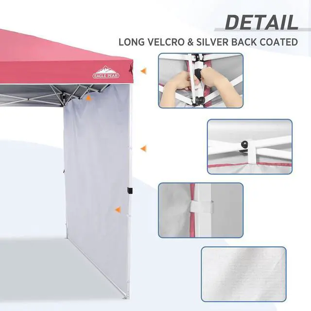 Alt view image 6 of 7 - Sunwall/Sidewall for 10x10 Straight Leg Canopy only, 1 Sidewall, Peach Pink