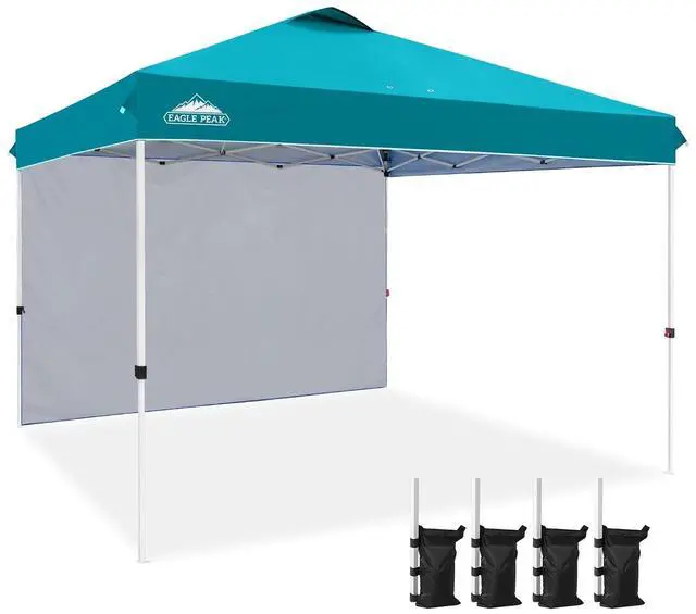 Main image of Commercial Canopy 12x12 Pop Up Canopy Tent with 1 Sidewall, Easy Setup Heavy Duty Instant Event Shelter for Vendors & Markets, Outdoor Sun Shade, Turquoise