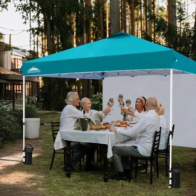 Alt view image 5 of 7 - Commercial Canopy 12x12 Pop Up Canopy Tent with 1 Sidewall, Easy Setup Heavy Duty Instant Event Shelter for Vendors & Markets, Outdoor Sun Shade, Turquoise