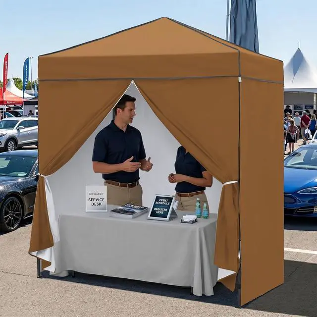 Alt view image 7 of 7 - 6x4 Instant Pop Up Canopy Tent with 4 Side Wall Panels, Straight Leg Sun Shelter, Portable Canopy with Carry Bag for Camping, Beach & Sports, Khaki