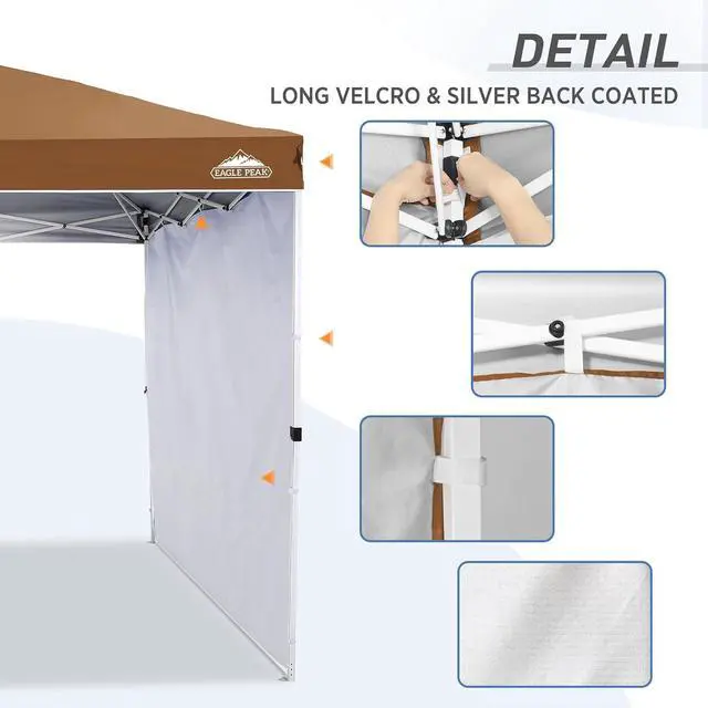 Alt view image 6 of 7 - Sunwall/Sidewall for 10x10 Straight Leg Canopy only, 1 Sidewall, Khaki