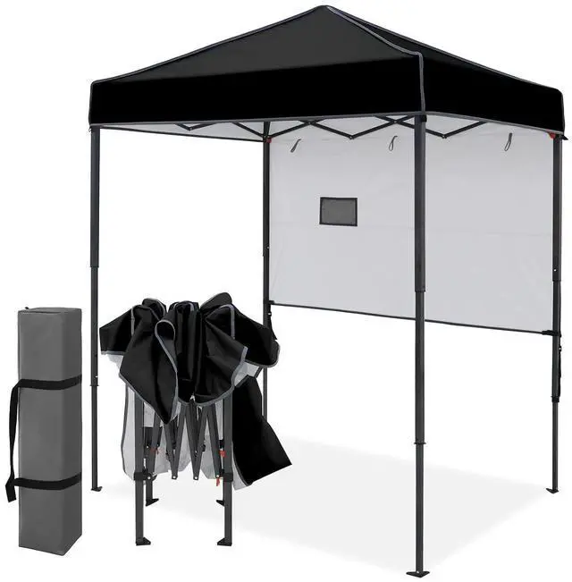 Main image of 6x4 Instant Pop Up Canopy Tent with 1 Half Wall Panel, Straight Leg Sun Shelter, Portable Canopy with Carry Bag for Camping, Beach & Sports, Black