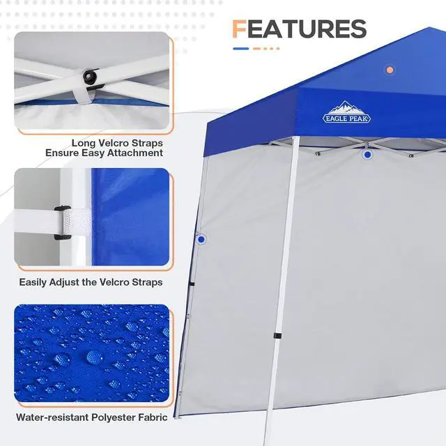 Alt view image 2 of 7 - Sunwall/Sidewall for 10x10 Slant Leg Canopy Only, 1 Sidewall, Blue