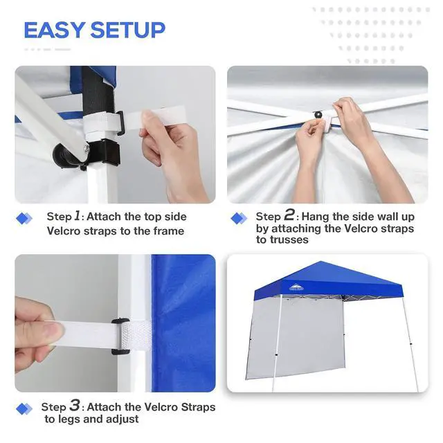 Alt view image 3 of 7 - Sunwall/Sidewall for 10x10 Slant Leg Canopy Only, 1 Sidewall, Blue