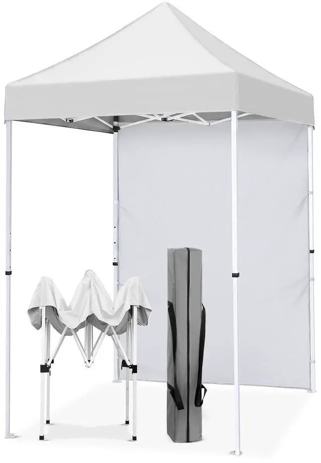 Main image of Pop up Canopy 5x5, Outdoor Portable Canopy Tent with One Removable Sunwall, Carry Bag Included, White
