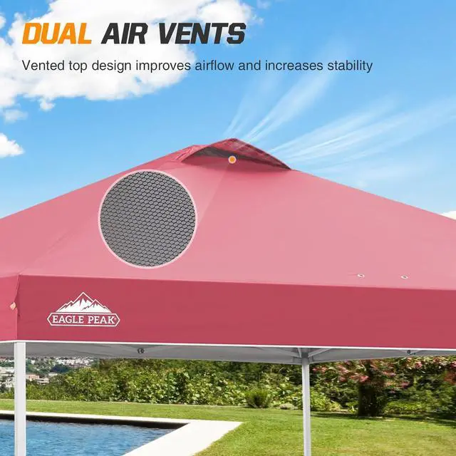 Alt view image 6 of 7 - Replacement Canopy Top for Eagle Peak 10x10 Straight Leg Pop Up Canopy Frame Only, Canopy Cover with Air Vent, UPF 50+, Frame NOT Included, Peach Pink