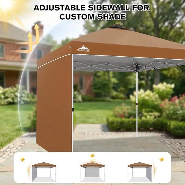 Alt view image 7 of 7 - Commercial Canopy 10x10 Pop Up Canopy Tent with 1 Sidewall, Easy Setup Heavy Duty Instant Event Shelter for Vendors & Markets, Outdoor Sun Shade, Khaki