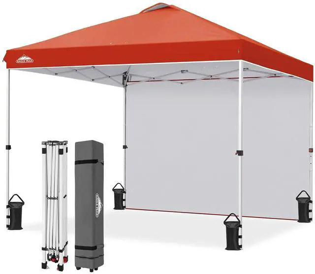 Main image of Commercial Canopy 10x10 Pop Up Canopy Tent with 1 Sidewall, Easy Setup Heavy Duty Instant Event Shelter for Vendors & Markets, Outdoor Sun Shade, Brick Red