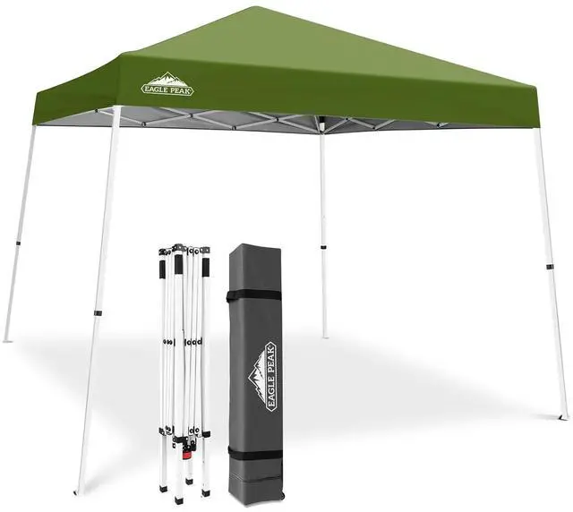 Main image of 10x10 Slant Leg Pop-up Canopy Tent Easy One Person Setup Instant Outdoor Beach Canopy Folding Portable Sports Shelter 10x10 Base 8x8 Top (Grass Green)