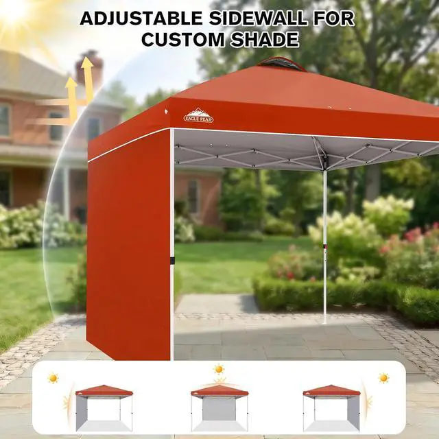 Alt view image 7 of 7 - Commercial Canopy 10x10 Pop Up Canopy Tent with 1 Sidewall, Easy Setup Heavy Duty Instant Event Shelter for Vendors & Markets, Outdoor Sun Shade, Brick Red
