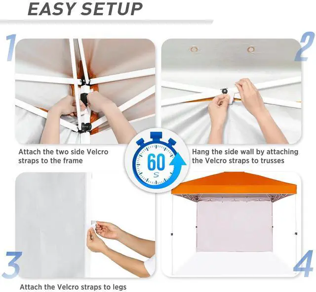 Alt view image 2 of 7 - Sunwall/Sidewall for 10x10 Straight Leg Canopy only, 1 Sidewall, Orange
