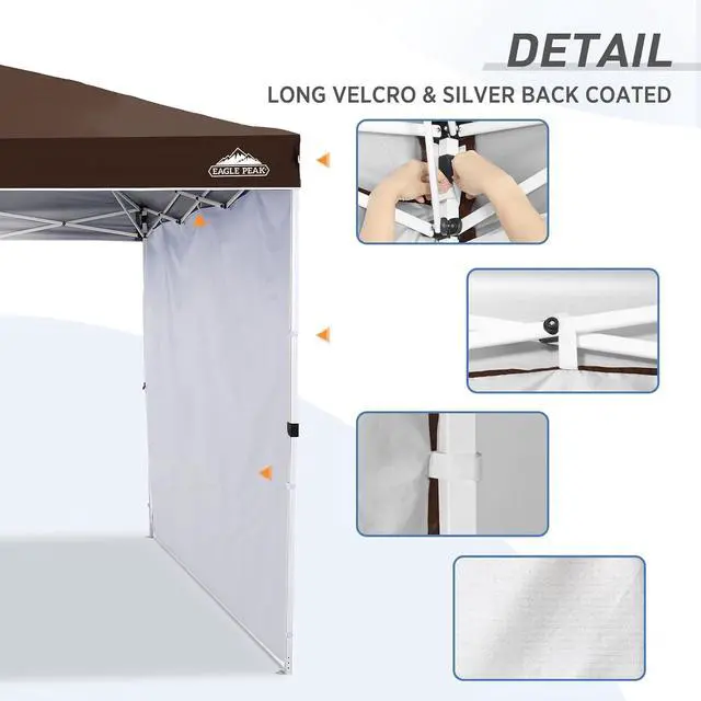 Alt view image 6 of 7 - Sunwall/Sidewall for 10x10 Straight Leg Canopy only, 1 Sidewall, Brown