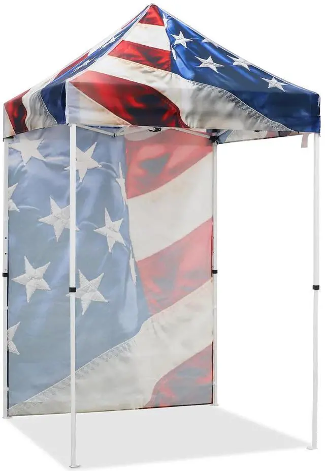 Main image of Pop up Canopy 5x5, Outdoor Portable Canopy Tent with One Removable Sunwall, Carry Bag Included, Stars and Stripes