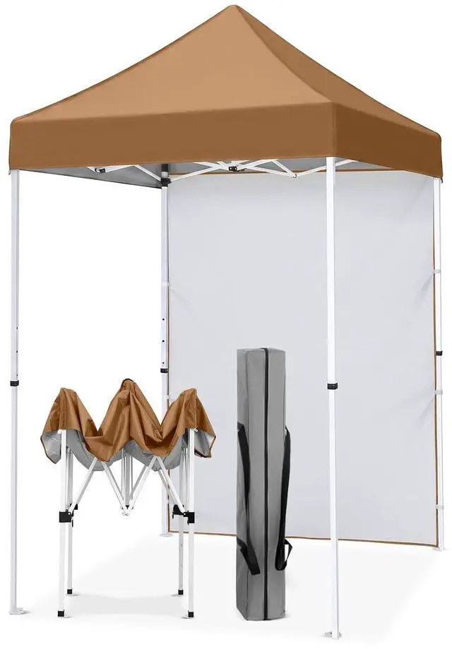Main image of Pop up Canopy 5x5, Outdoor Portable Canopy Tent with One Removable Sunwall, Carry Bag Included, Khaki