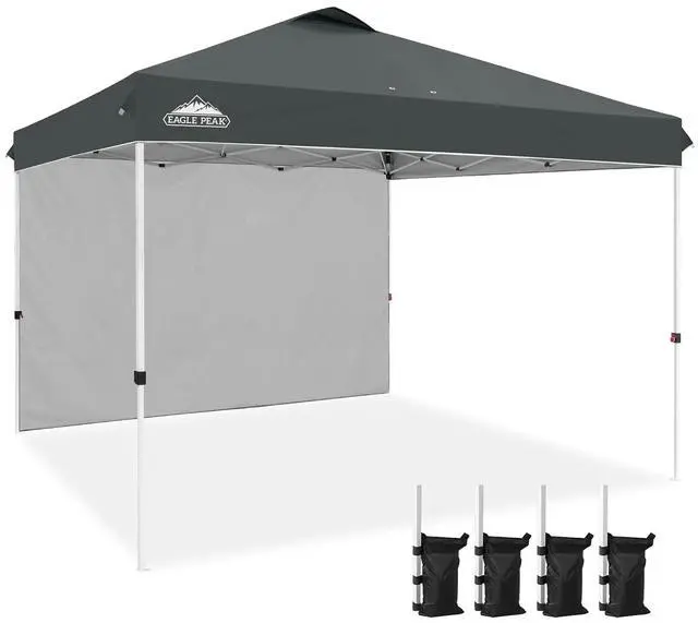 Main image of Commercial Canopy 12x12 Pop Up Canopy Tent with 1 Sidewall, Easy Setup Heavy Duty Instant Event Shelter for Vendors & Markets, Outdoor Sun Shade, Gray