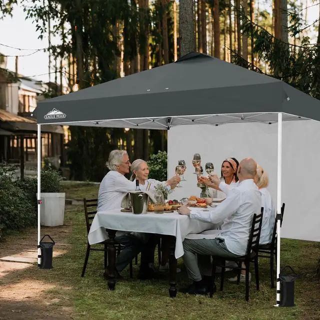 Alt view image 5 of 7 - Commercial Canopy 12x12 Pop Up Canopy Tent with 1 Sidewall, Easy Setup Heavy Duty Instant Event Shelter for Vendors & Markets, Outdoor Sun Shade, Gray