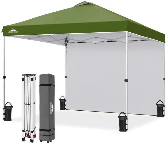 Main image of Commercial Canopy 10x10 Pop Up Canopy Tent with 1 Sidewall, Easy Setup Heavy Duty Instant Event Shelter for Vendors & Markets, Outdoor Sun Shade, Grass Green
