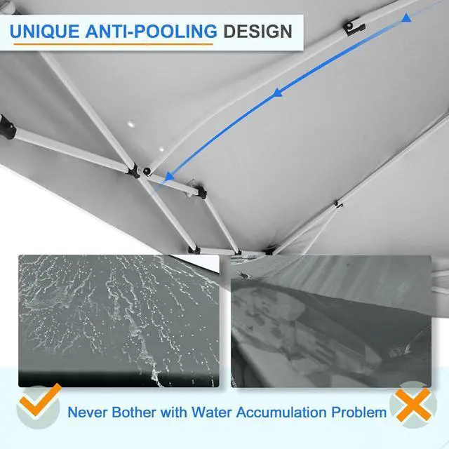 Alt view image 4 of 7 - Commercial Canopy 12x12 Pop Up Canopy Tent with 1 Sidewall, Easy Setup Heavy Duty Instant Event Shelter for Vendors & Markets, Outdoor Sun Shade, Gray