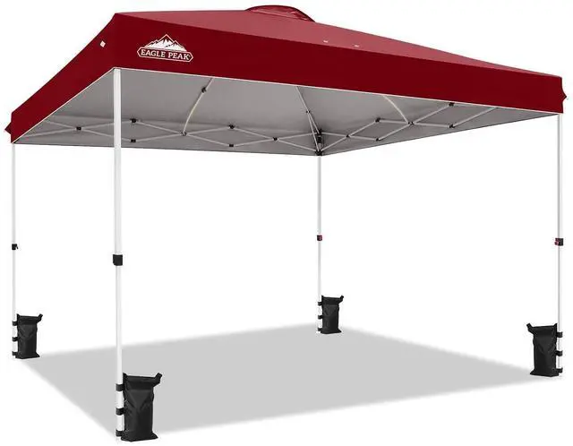 Main image of Pop Up Canopy Tent with Wheeled Carry Bag, 8 Stakes, 4 Ropes, 4 Weight Bags, Easy Set Up Tent Canopy, 12x12 ft, 144sqft of Shade, Burgundy