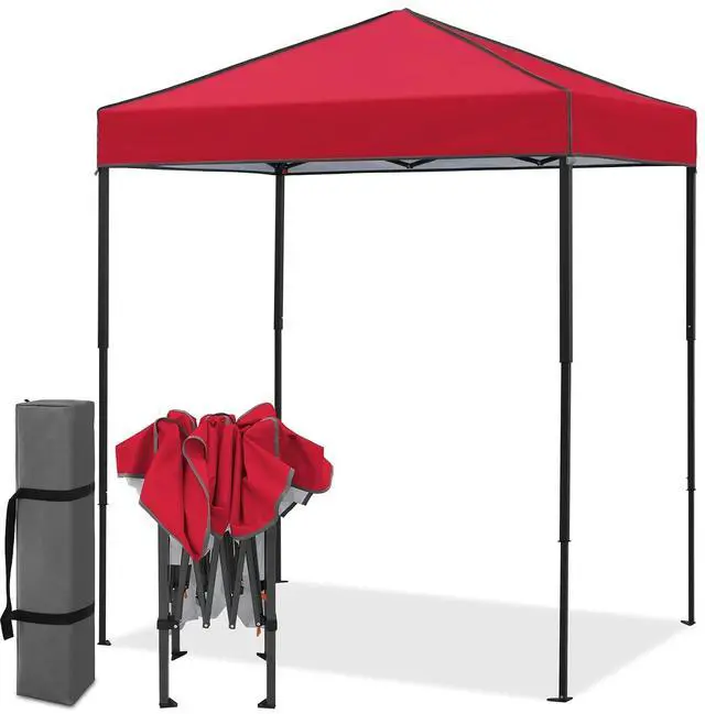 Main image of 6x4 Instant Pop Up Canopy Tent, Straight Leg Sun Shelter, Portable Canopy with Carry Bag for Camping, Beach & Sports, Red