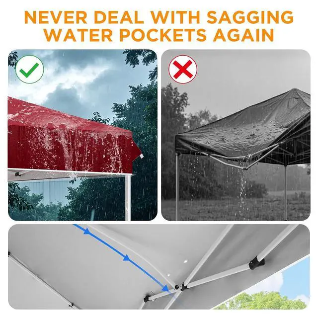 Alt view image 4 of 7 - Pop Up Canopy Tent with Wheeled Carry Bag, 8 Stakes, 4 Ropes, 4 Weight Bags, Easy Set Up Tent Canopy, 12x12 ft, 144sqft of Shade, Burgundy
