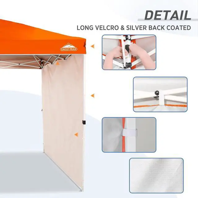 Alt view image 4 of 7 - Sunwall/Sidewall for 10x10 Straight Leg Canopy only, 1 Sidewall, Orange