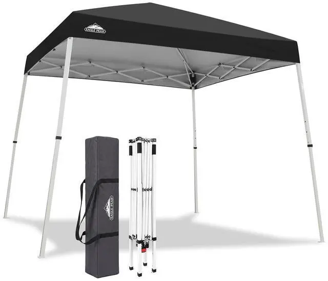 Main image of 10x10 Slant Leg Pop-up Canopy Tent Easy One Person Setup Instant Outdoor Beach Canopy Folding Portable Sports Shelter 10x10 Base 8x8 Top (Black)